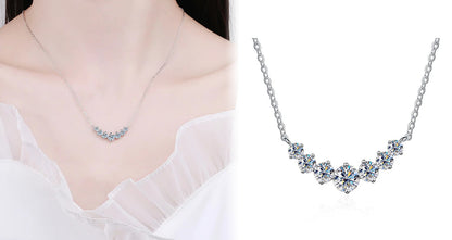 Elegant Sølv Moissanit Zirkon Halskæde