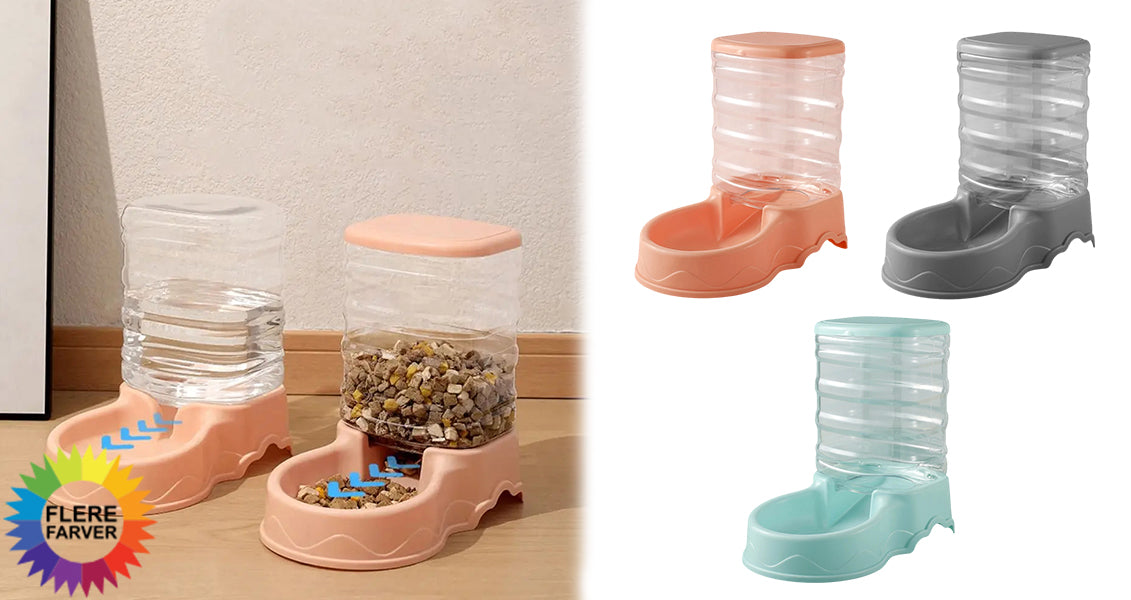 3,8L Automatisk Foderautomat og Vanddispenser til Kæledyr