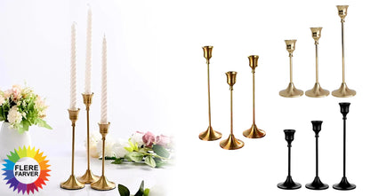 Sæt med 3 Vintage Metal Lysestager