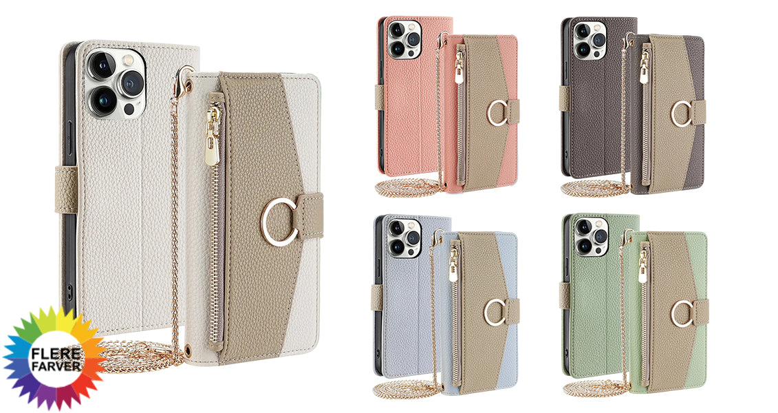 Lædertelefonetui med Crossbody-Strop til iPhone