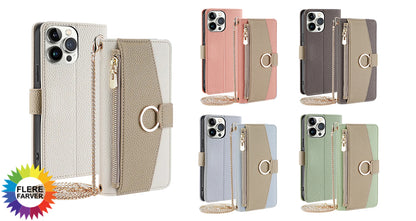 Lædertelefonetui med Crossbody-Strop til iPhone