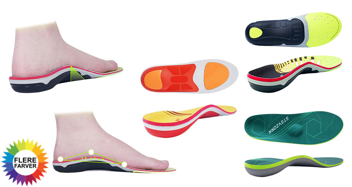 Ortopædiske Indlægssåler med Pladefodsstøtte mod Hælspore