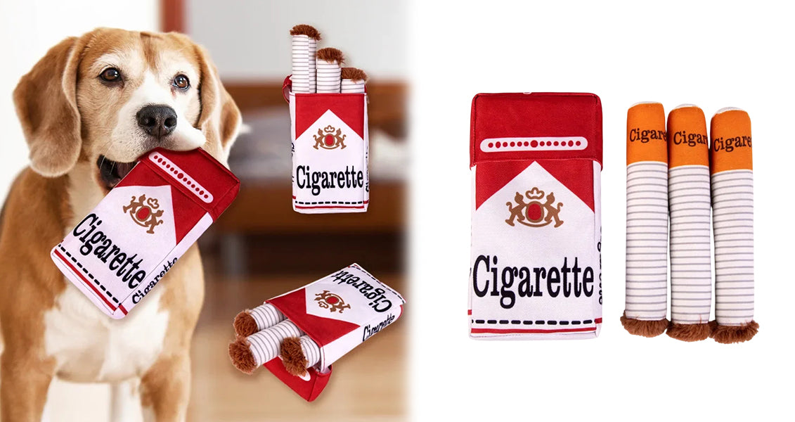 Sjov Plysdyr Hundelegetøj – Cigaret Design
