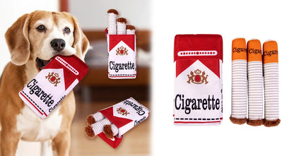 Sjov Plysdyr Hundelegetøj – Cigaret Design