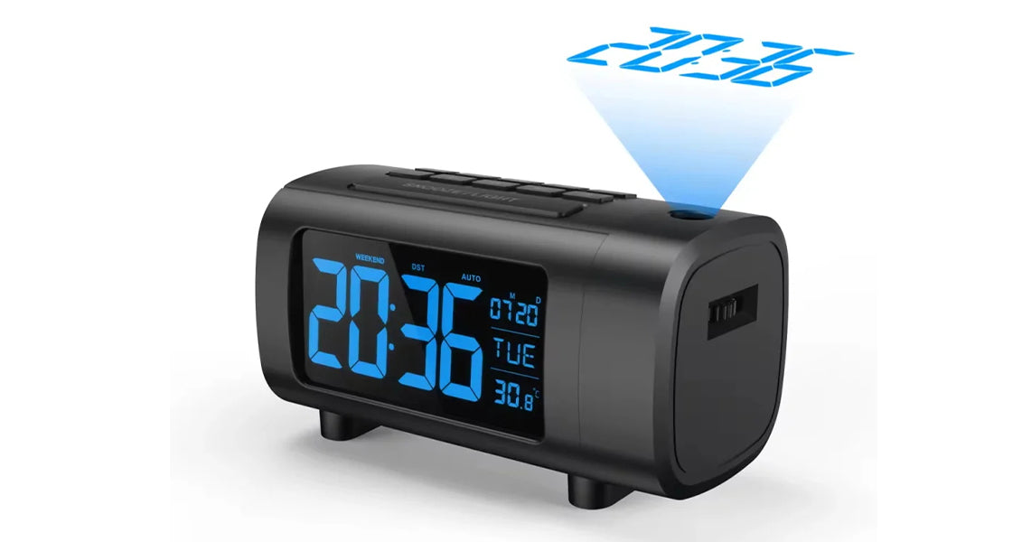 180° Projektionsvækkeur med USB-opladning