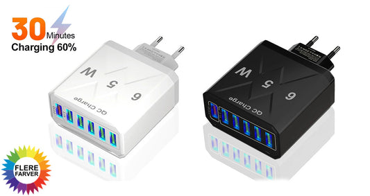 65W USB Hurtigoplader med 6 Porte