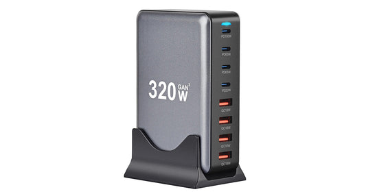 320W 8-Port USB C Hurtiglader