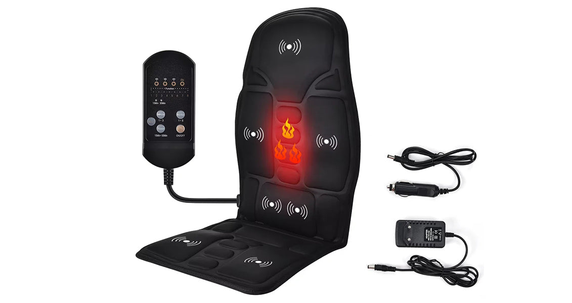 Elektrisk Opvarmet Vibrerende Ryg- og Kropsmassager til Bil og Hjem