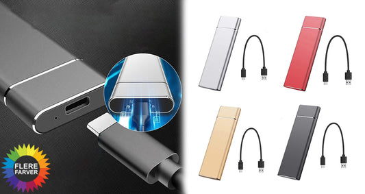 Bærbar USB-C Ekstern SSD-Drev til PC og Mac