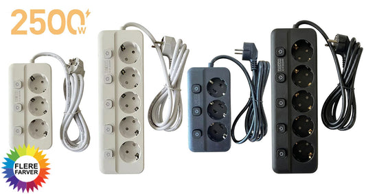 2500W Strømfordeler med AC-stik og Individuelle Kontakter