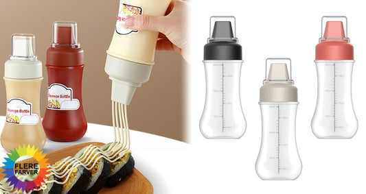 1 stk. 350 ml Genopfyldelig Klemflaske til Saucer, Ketchup og Olie