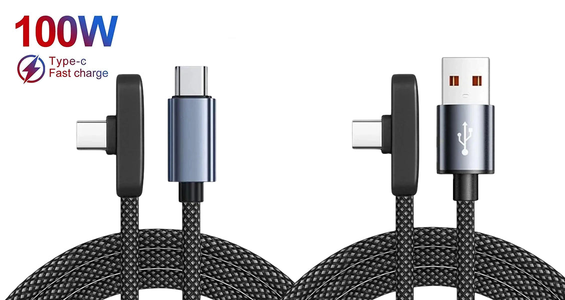 100W USB-C-kabel med 90° Vinkel til Hurtig Opladning