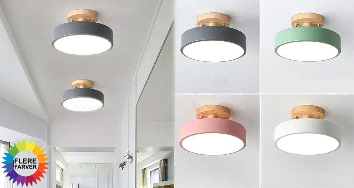 Nordisk Rund Loftlampe i Træ