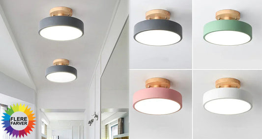 Nordisk Rund Loftlampe i Træ