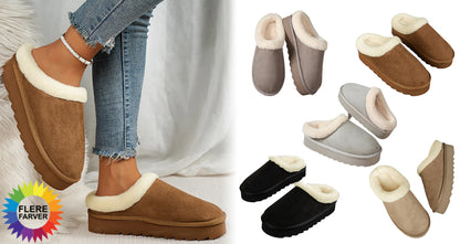 Bløde Fluffy Vintertøfler med Pelsfor til Kvinder