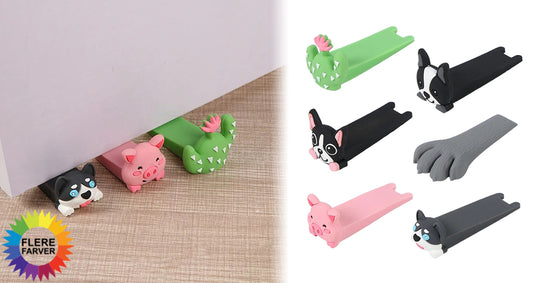 Genanvendelig Silikone Dørkile med Tegneserie-Design - Vælg mellem 1 stk., 3 stk. eller 6 stk.