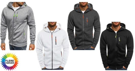 Herre Slim Fit Hættetrøje med Lynlås