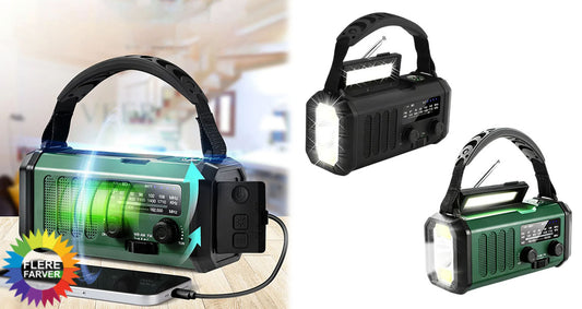 Solcelle Nødradio med Håndsving og Lommelygte