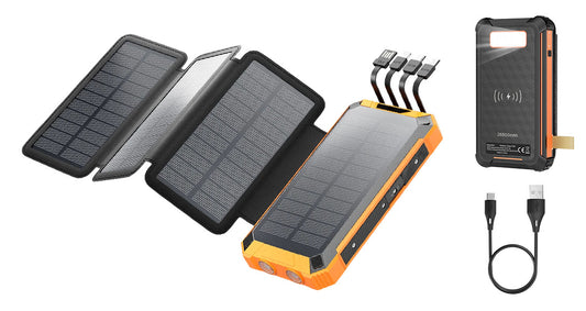 Foldbar Solcelle Powerbank til Camping og Udendørs Brug