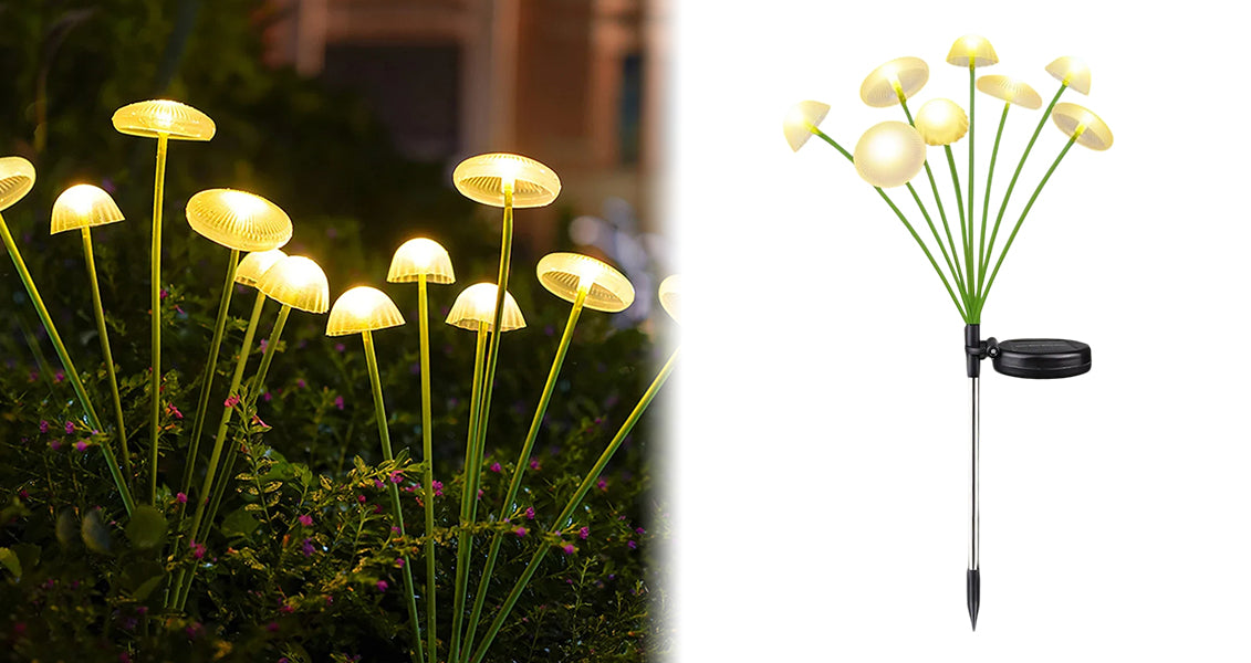 Sød LED-Solcellelampe i Svampe-Design til Udendørs Græsplæner eller Havedekoration