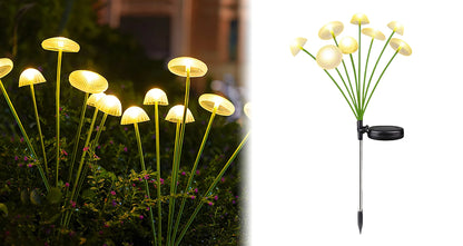 Sød LED-Solcellelampe i Svampe-Design til Udendørs Græsplæner eller Havedekoration