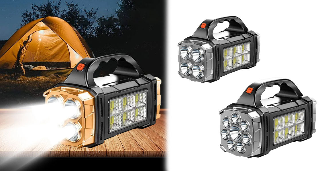 Solcelle LED Lommelygte med Campinglanterne