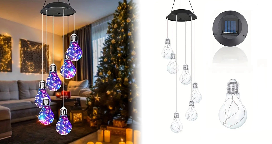 Farverige Solcelledrevne LED-Vindklokkelys