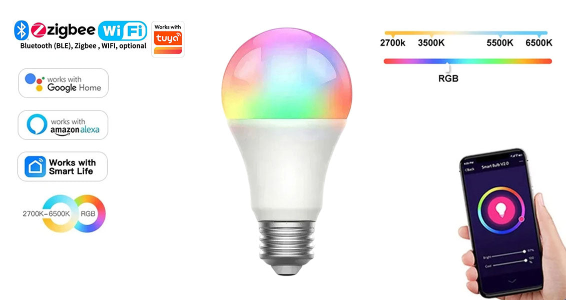 Smart E27 RGB LED-Pære med WiFi og Bluetooth