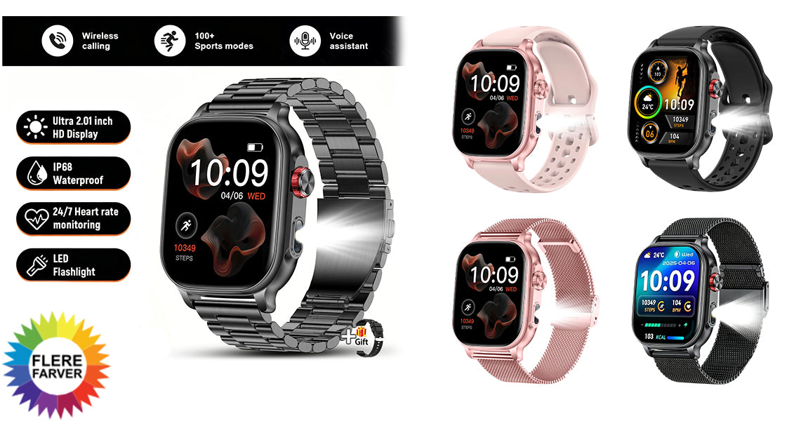Smartwatch med Pulsmåler og Bluetooth-opkald