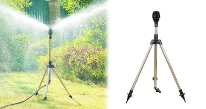 360° Havesprinkler med Trefodsstativ i Rustfrit Stål