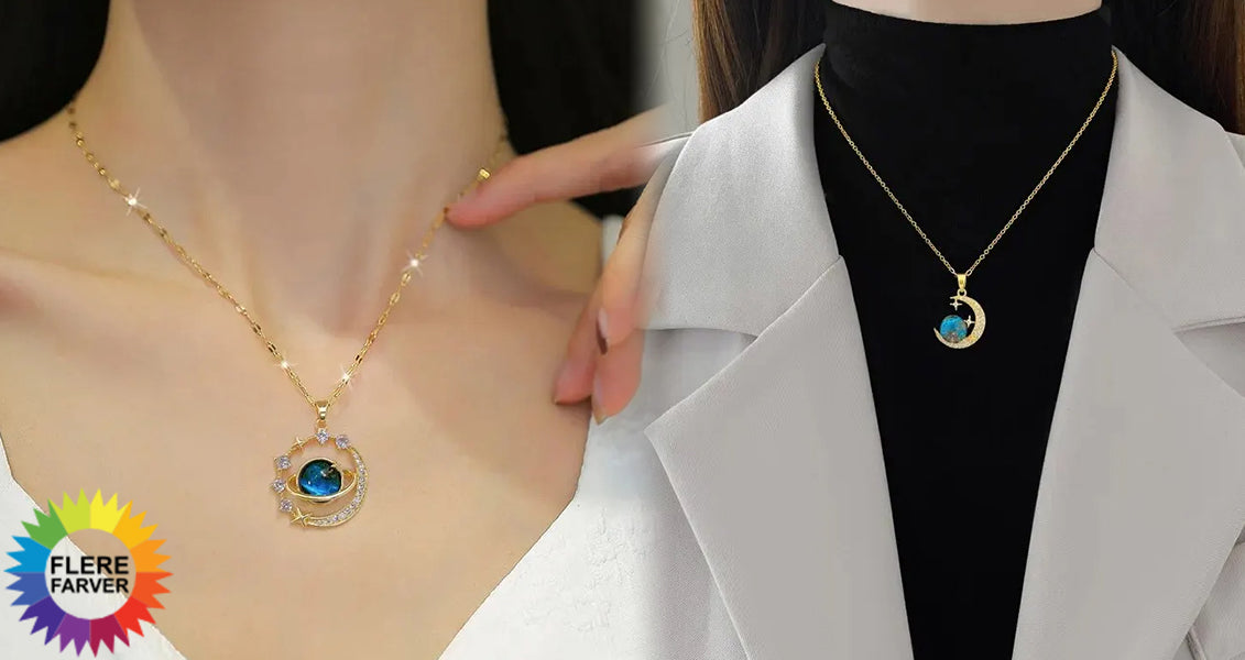 Stjerne- og Månevedhæng Halskæde til Kvinder