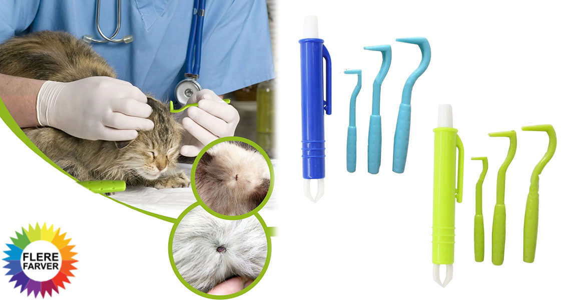 Flåtfjerner med Krog og Pincet til Hunde og Katte