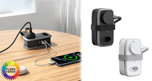5-i-1 Strømskinne til Rejser med 2 AC- og 3 USB-Porte