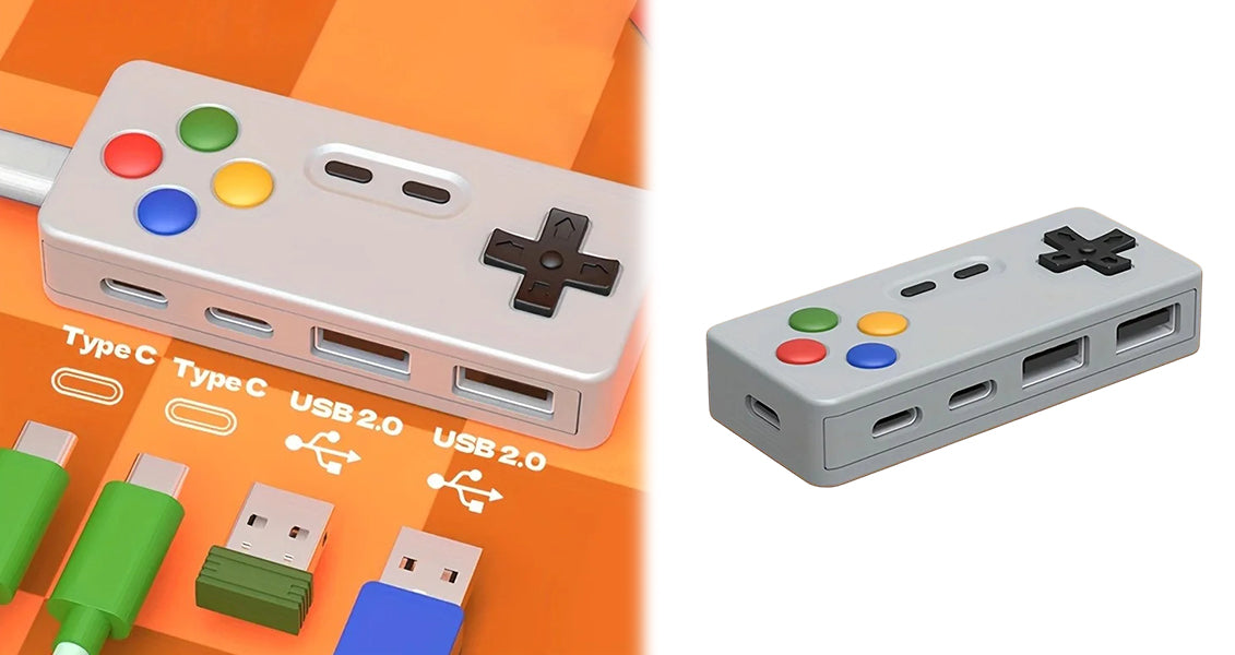 4-i-1 USB-hub med 2 USB- og 2 Type-C-porte