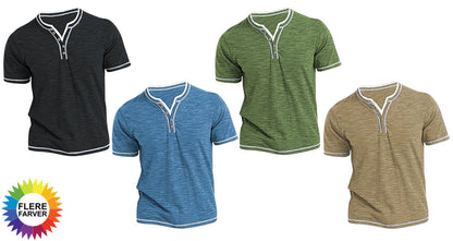 Herre Bomulds V-Hals Casual Slim Fit T-Shirt