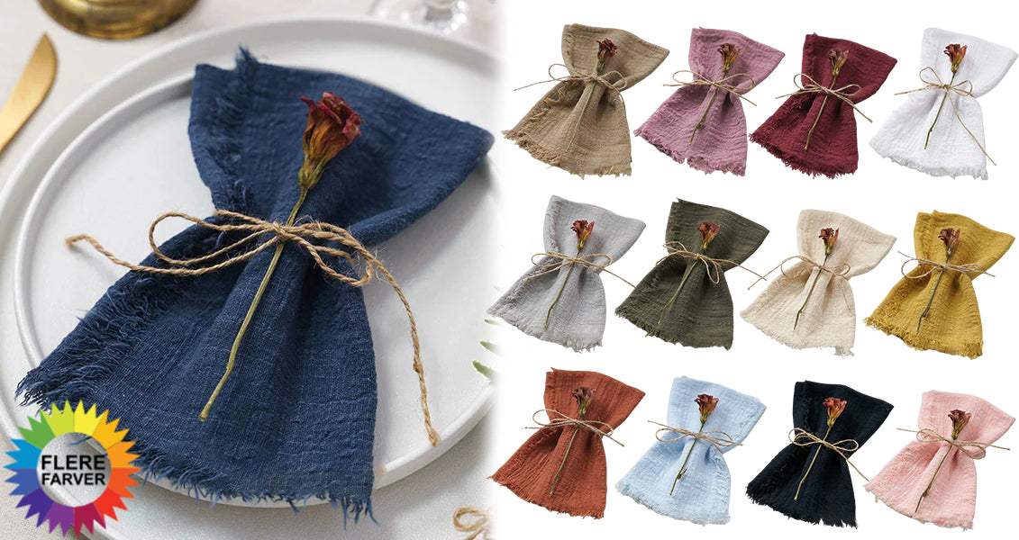 10 Stk. Vintage Bomuldsservietter til Bryllup og Fest