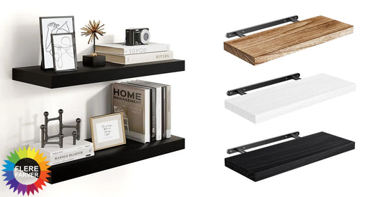 1 Stk. Vægmonteret Flydende Træhylde til Opbevaring