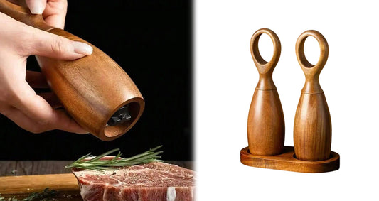 Salt- og Peberkværnsæt i Træ med Holder