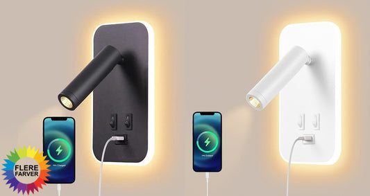 Vægmonteret LED-Lampe med USB-Port