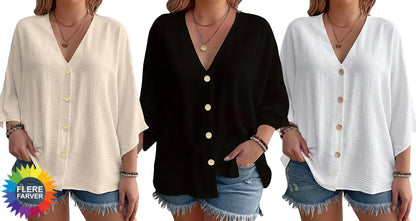 Plus Size Dame T-shirt med V-hals