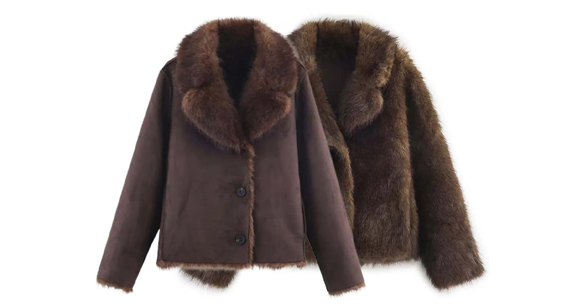 Dame Vinterjakke i Imiteret Pels