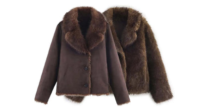 Dame Vinterjakke i Imiteret Pels