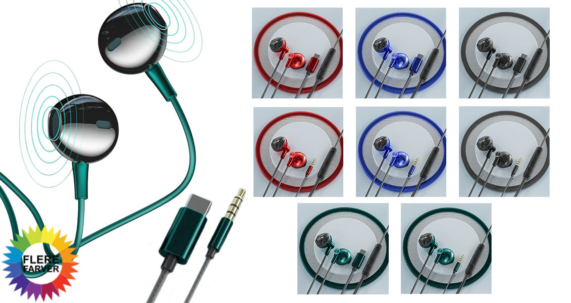 Kablede Øretelefoner med Mikrofon – Type-C / 3,5 mm