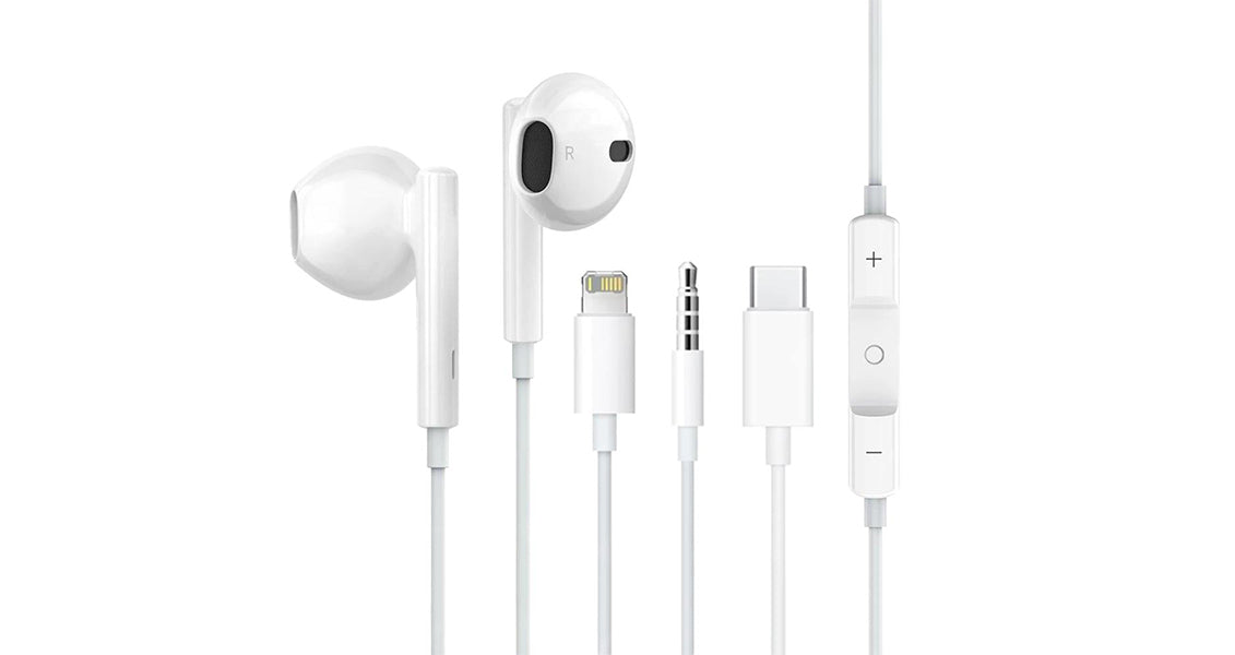 Universelle Kablede Øretelefoner – Lightning, USB-C & 3,5 mm
