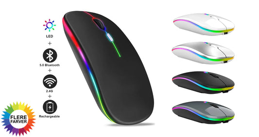 RGB Trådløs Genopladelig Bluetooth-mus