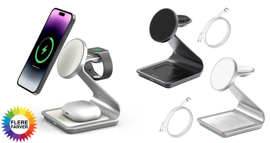 3-i-1 Trådløs Opladningsstation til iPhone, Apple Watch og AirPods