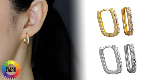 Elegante Firkantede Zirconia Hoop Øreringe