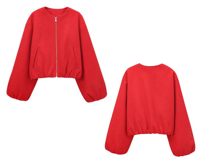 Kort Dame Bomberjakke med Lynlås