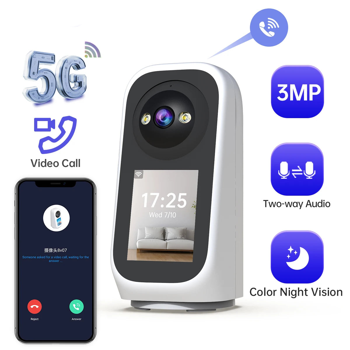 3MP HD WiFi Babymonitor Kamera