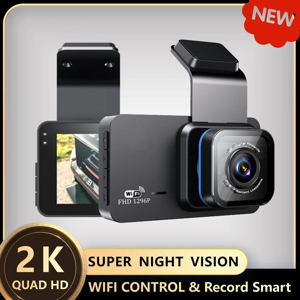 2K WiFi Dashcam med Nattesyn